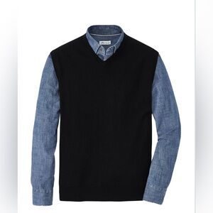 Peter Millar Men's Autumn Crest V-Neck Merino Wool Vest Black size Medium